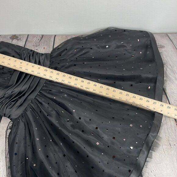 Jessica McClintock For Gunne Sax Black Strapless Netted Embellished Dress 3 - Picture 14 of 16